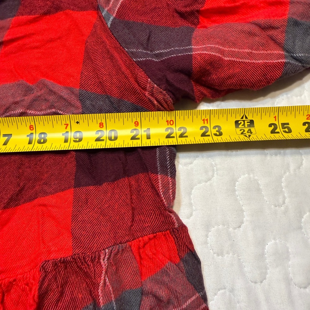 Lane Bryant Women 18/20 Tunic Top Red Plaid Babydoll BOHO COTTAGECORE LUMBERJACK - Picture 5 of 8